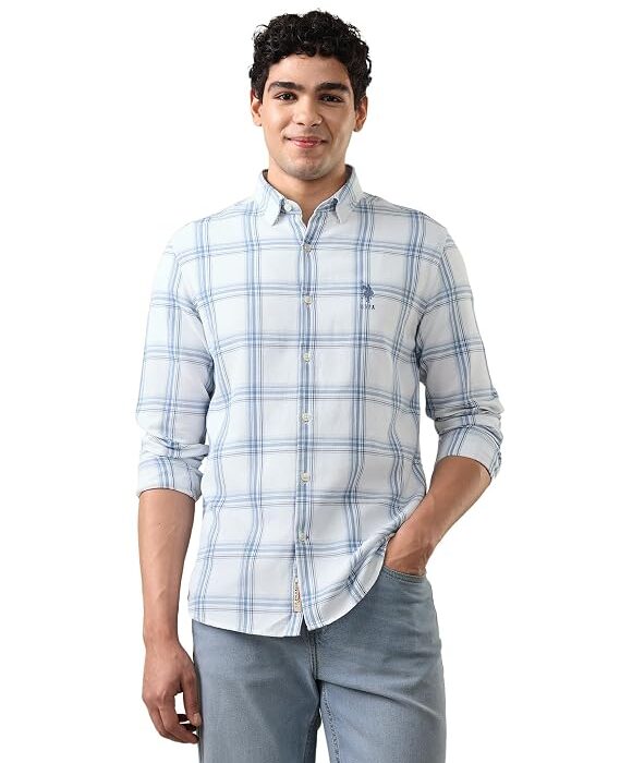 Men's Windowpane Checked Regular Fit Shirt