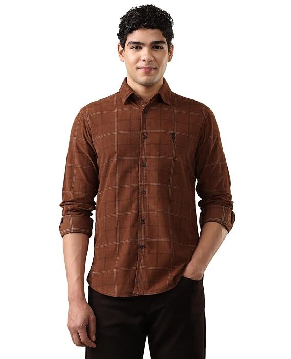 Co. Men's Corduroy Windowpane Checked Shirt