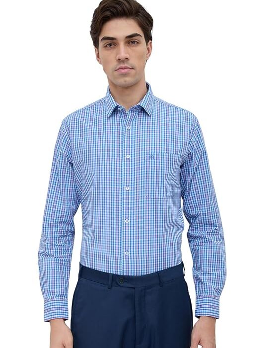 Men Slim Fit Checks Pattern Pure Cotton Regular Collar Full Sleeve Casual Shirt