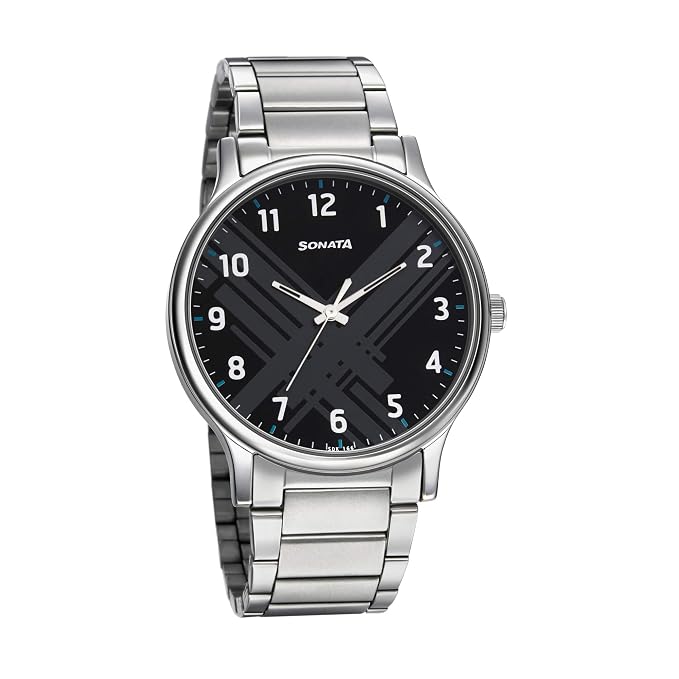 Smart Plaid Quartz Analog Black Dial Silver Stainless Steel Strap Watch