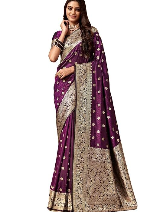 Enterprise Women's Banarasi Saree Pure Kanjivaram Style Silk Saree With Blouse