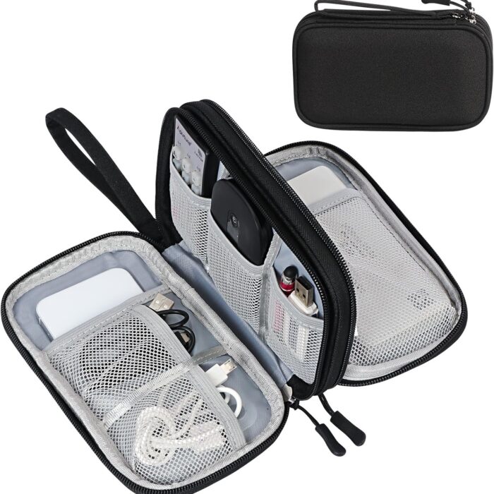 Tech Pouch Organizer with 1 Year Warranty – Portable Storage Organizer for USB Cable, Charger, Earphone, Power Bank, Hard Disk & Digital Gadgets, Travel Mobile Bag for Men