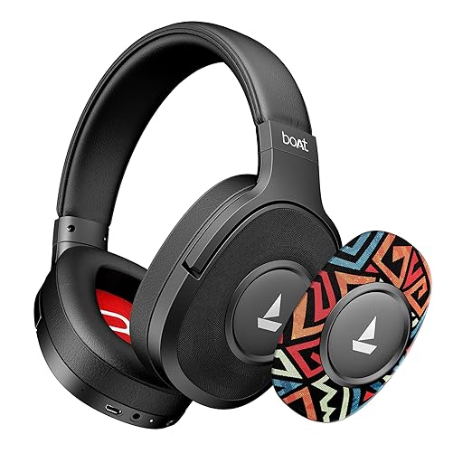 Rockerz Plus 550, Customizable Earcups, 100H Battery, 50mm Drivers, Dual Pair, App Support, Bluetooth Headphones, Wireless Headphone with Mic (Black